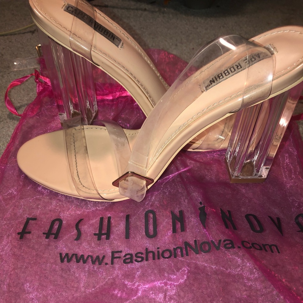 Clear chunky heel